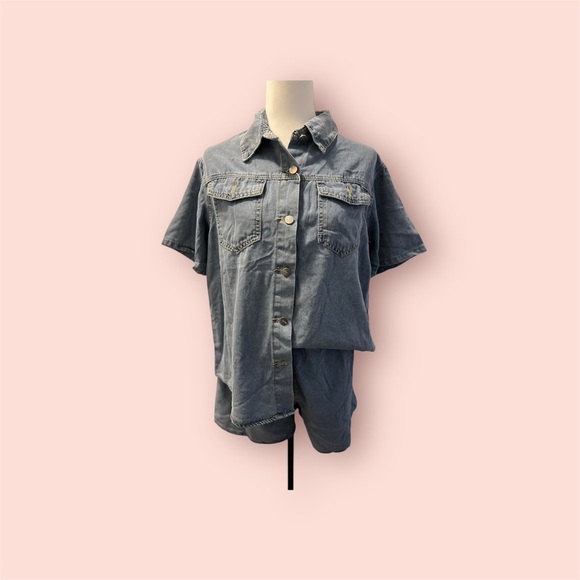 Denim Shirt and Shorts Set - Picture 3 of 4
